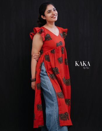 Red Elephant Printed Kurthi