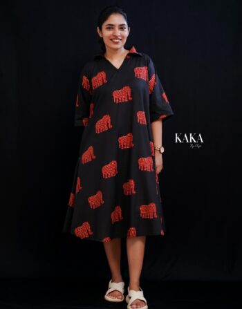 Elephant Print Cotton Dress 5251
