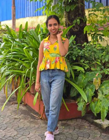 Collar sleeveless peplum top