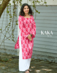 Pink Hand Block Straight Kurta