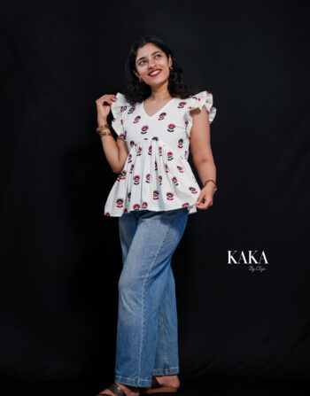Petal Sleeve Peplum Top 5227
