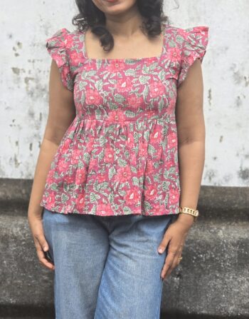 Square neck peplum top