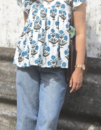 Blue flower peplum top