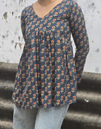 Nevy Blue Full Sleev Peplum Top